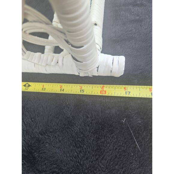 Vintage White Wicker Two-Tier Shelf 18x16x8 Boho Cottagecore Decor - Picture 3 of 3